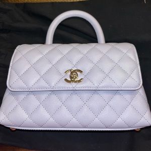 Chanel Caviar Quilted Small Coco Handle Flap Light Purple